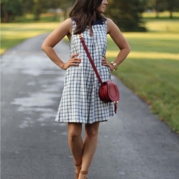 Madewell Linen Windowpane Check Dress with Embroidery - Picture 3 of 15